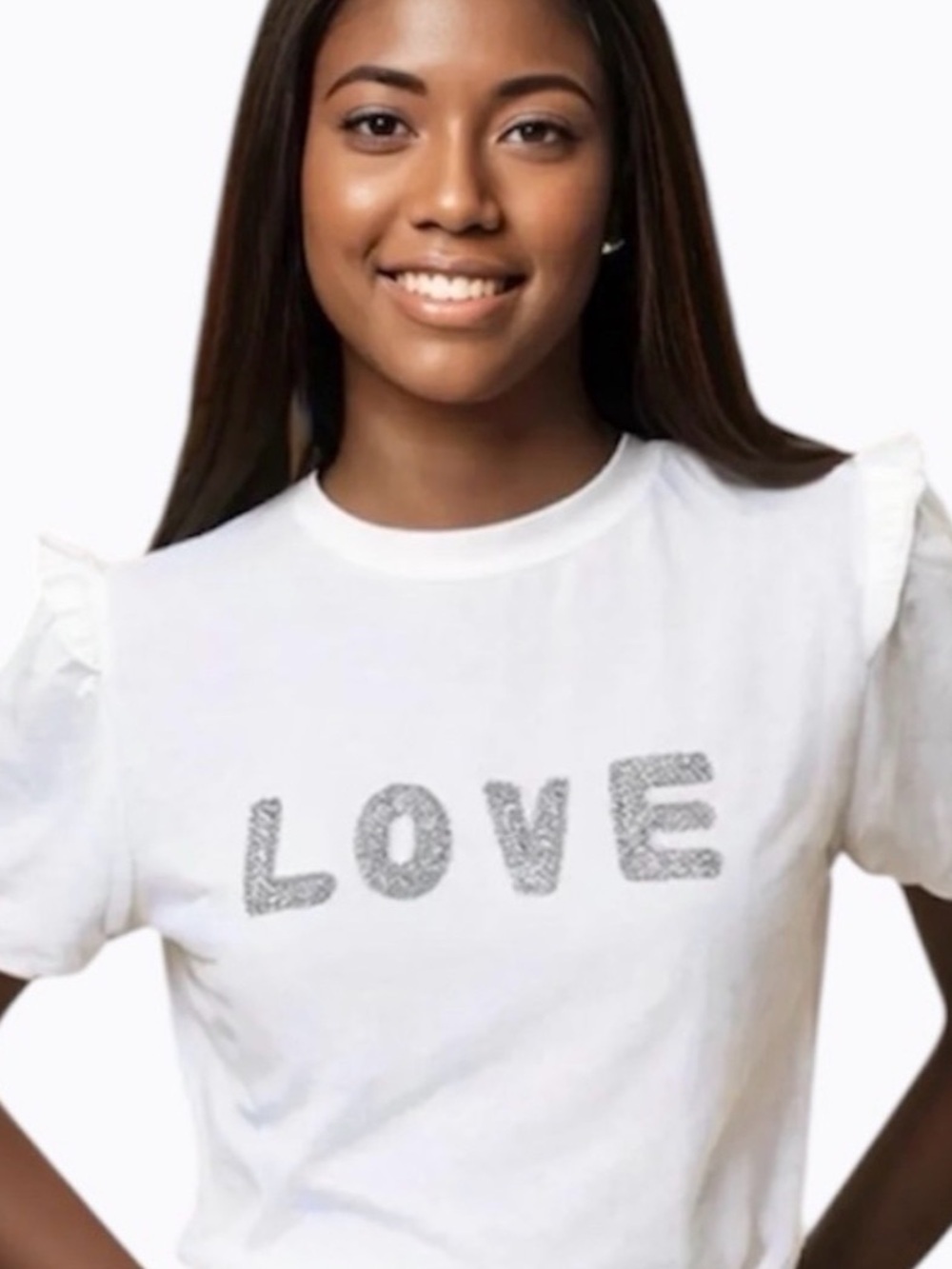 ONTWELFTH Rhinestone LOVE T-Shirt